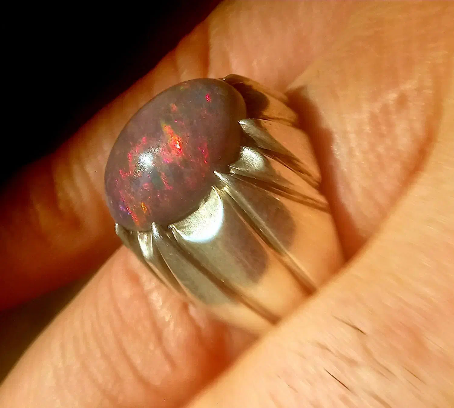 انگشتر بلک اوپال آتشین|جواهرات|کرمانشاه, |دیوار