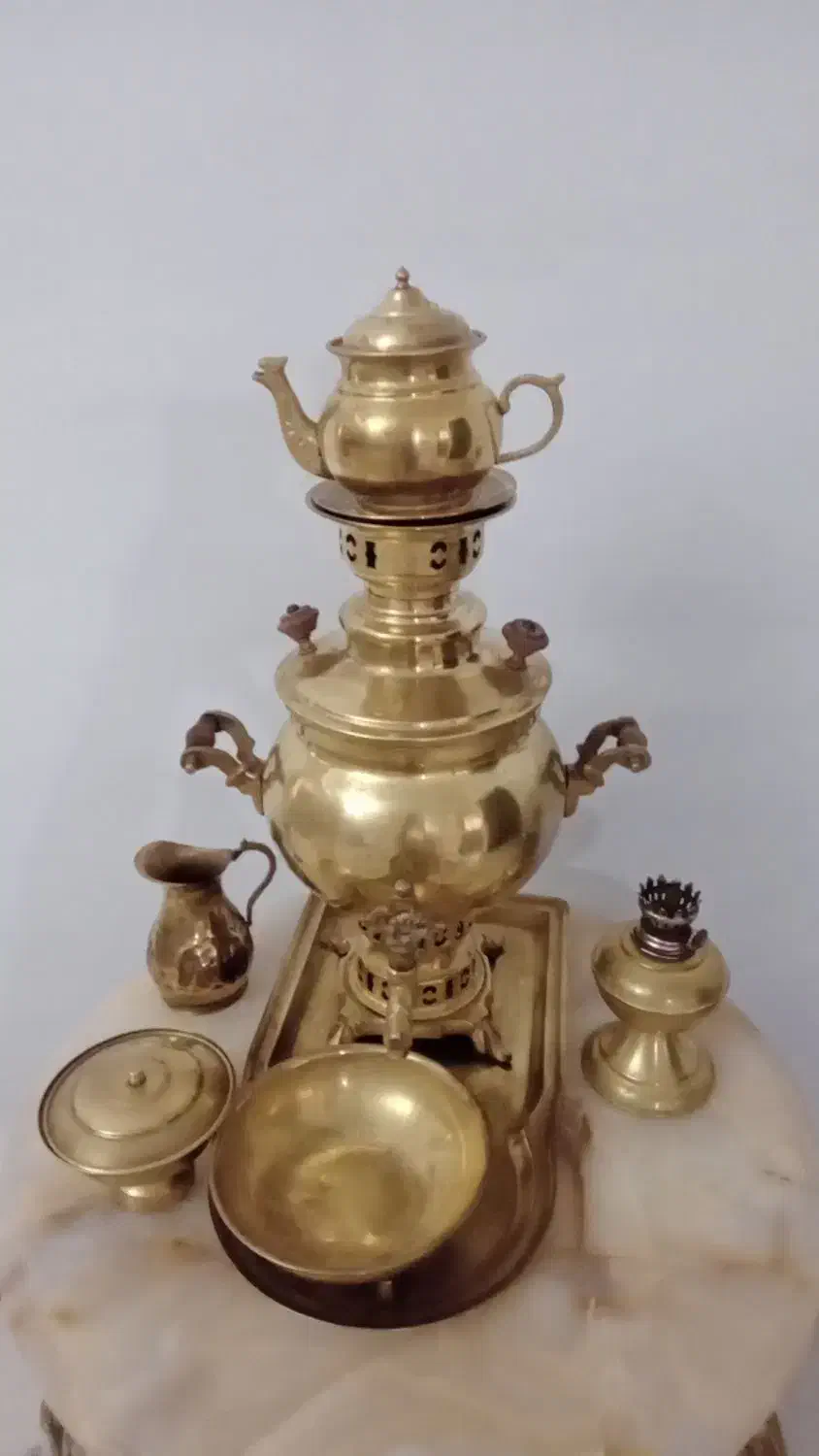 سرویس سماور زغالی برنزی|سماور، چایساز، قهوهساز|مشکیندشت, |دیوار