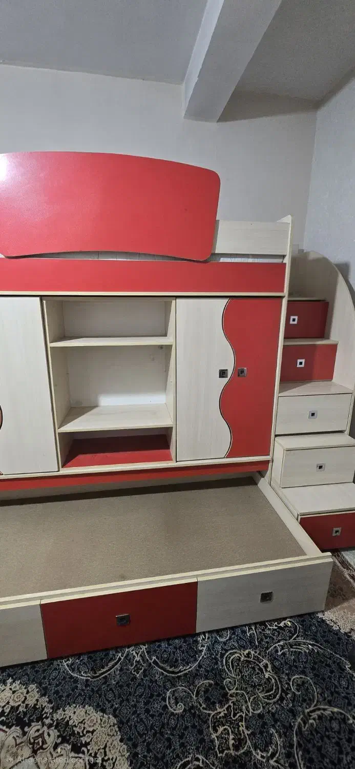 تخت دو طبقه  کتابخانه   میز کامپیوتر|تخت و سرویس خواب|مشهد, آیت الله کاشانی|دیوار