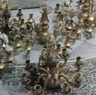 فروش لوستر ایینه شمعدان برنجی شیرخرید  ضایعات|لوستر و چراغ آویز|تهران, شارق|دیوار