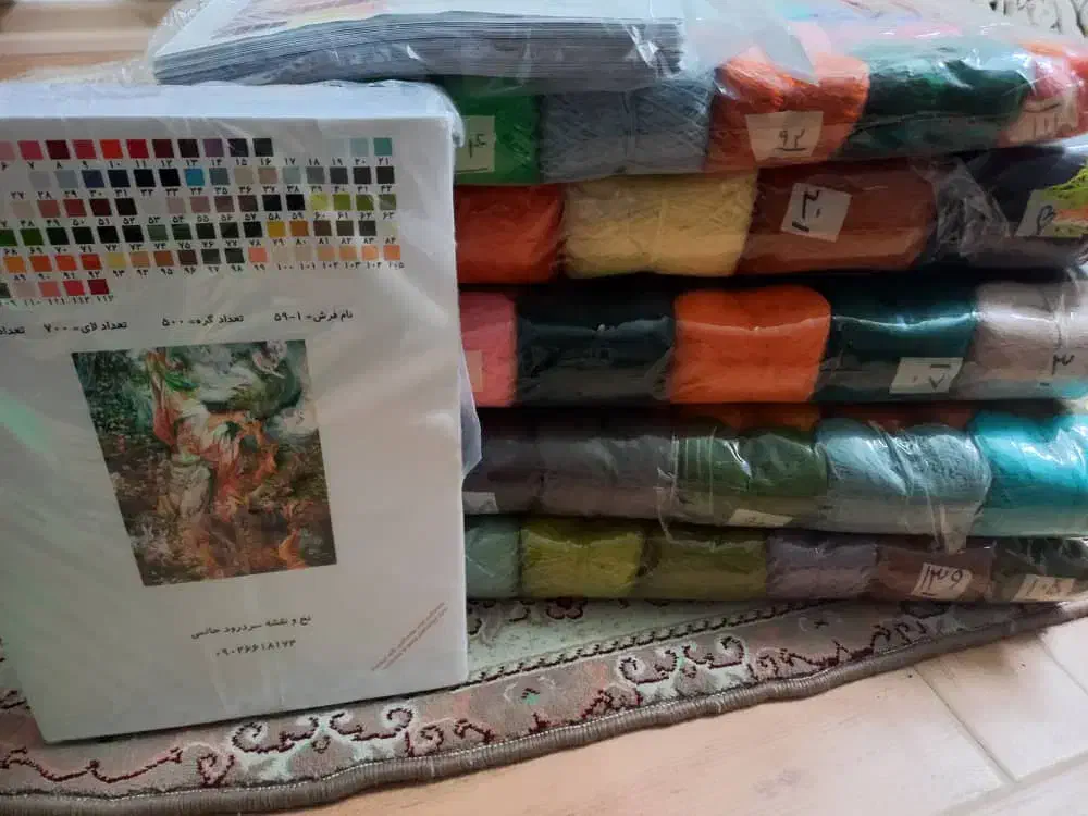 نقشه و نخ اسب در آتش و بوسه بر آهو|تابلو فرش|قائمشهر, |دیوار