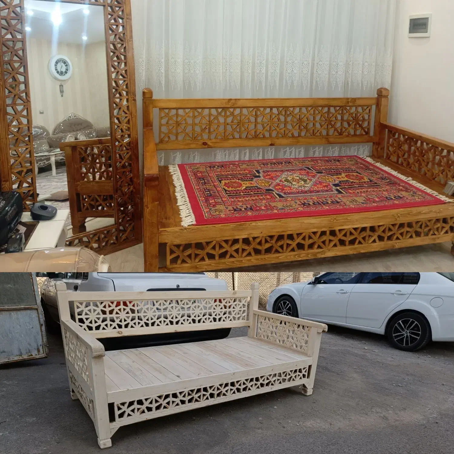 تخت سنتی مبل گره چینی نیمکت چوبی باغ منزل ویلا|مبلمان خانگی و میز عسلی|سبزوار, امیریه|دیوار