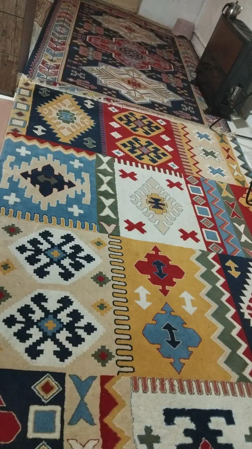 دوعدد گلیم فرش|گلیم، جاجیم، گبه|الوند, |دیوار