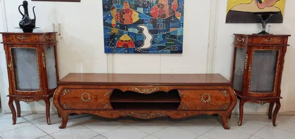 میز تلویزیون معرق چوبی و مازول آنتیک کار دست|میز تلویزیون|تهران, علم و صنعت|دیوار