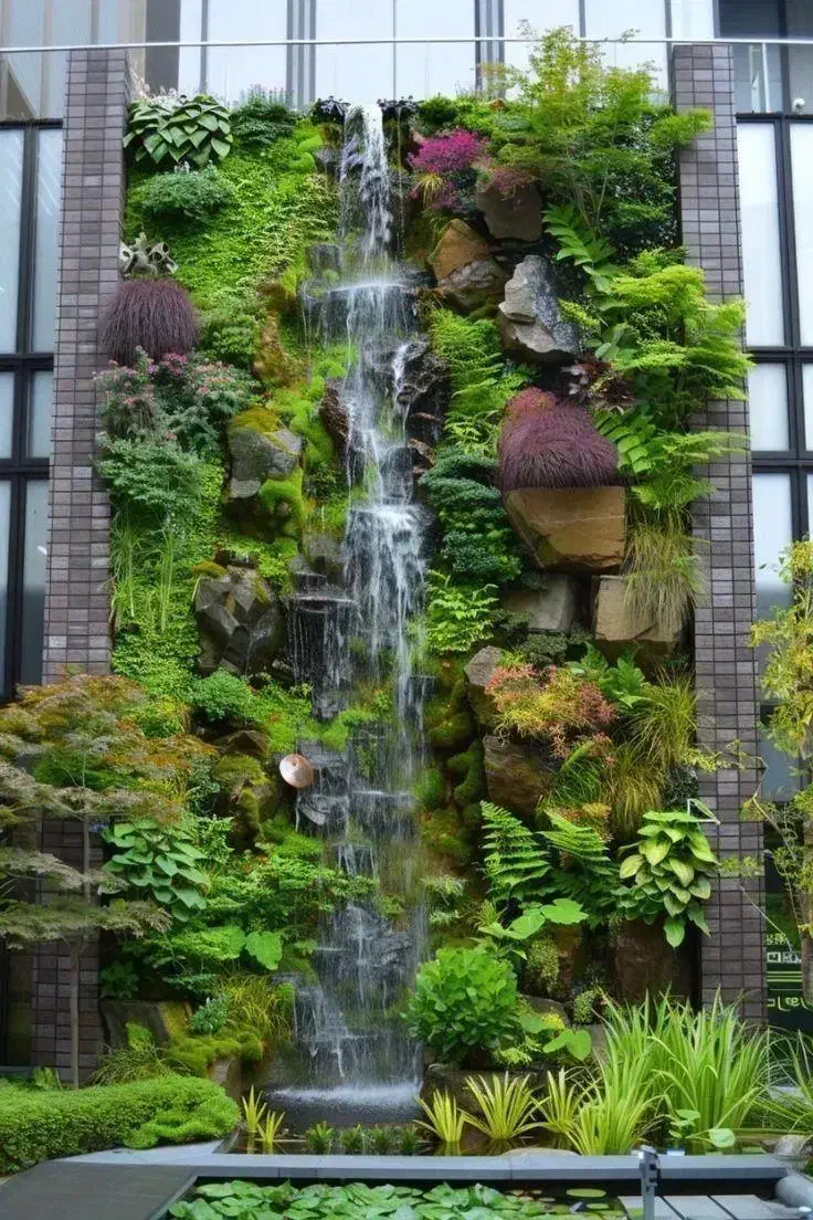 طراحی و اجرای آبنمای جنگل|گل و گیاه طبیعی|لواسان, |دیوار