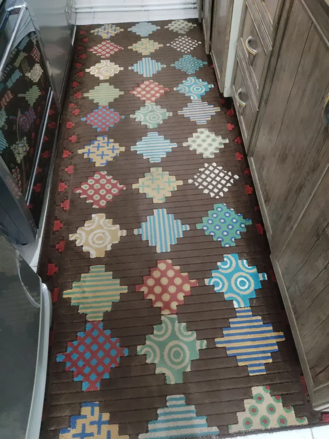 گلیم فرش راه رو یا آشپزخانه|گلیم، جاجیم، گبه|تبریز, |دیوار