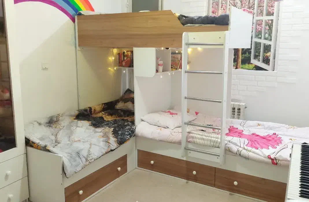 تخت سه تخت ال نردبانی چوب سخت (مشهد گلبهار )|تخت و سرویس خواب|مشهد, شهرک امام هادی (شهرک غرب)|دیوار