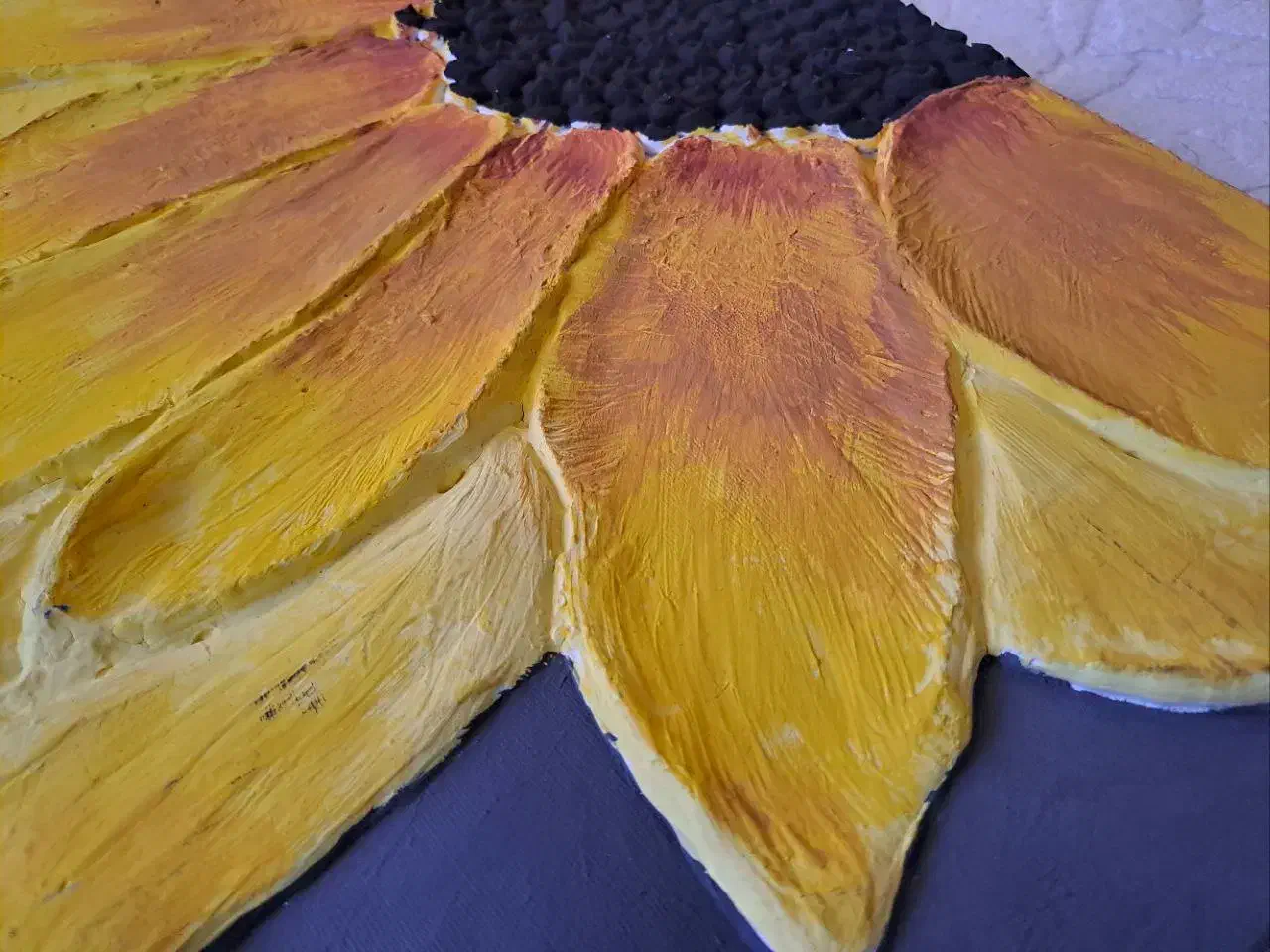 تابلو نقاشی رنگ روغن برجسته آفتابگردان|تابلو، نقاشی، عکس|تهران, سازمان برنامه جنوبی|دیوار