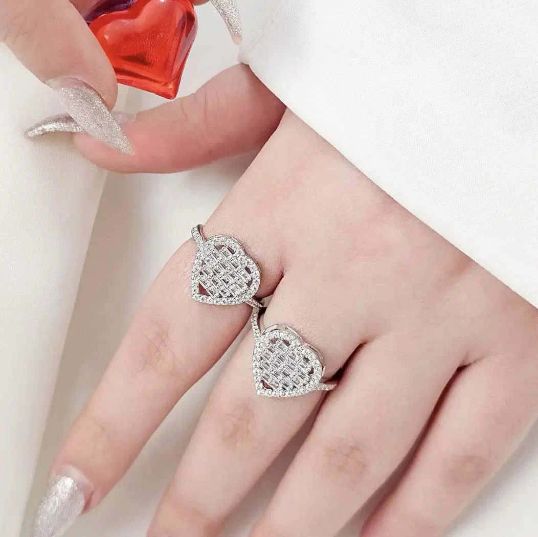 انگشتر جواهر تمام نقره مدل قلب جواهری|بدلیجات|تبریز, |دیوار