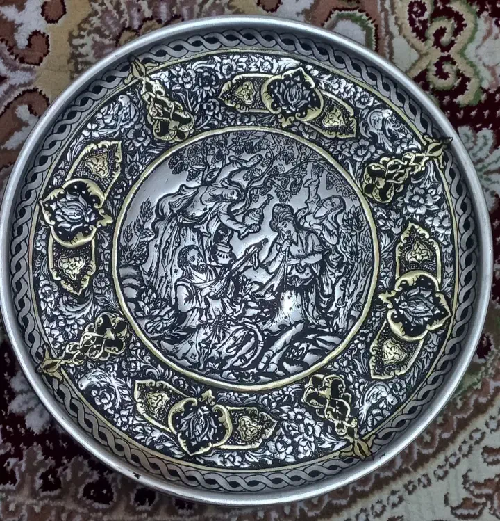 بشقاب قلمزنی|صنایع دستی و سایر لوازم تزئینی|ملایر, |دیوار