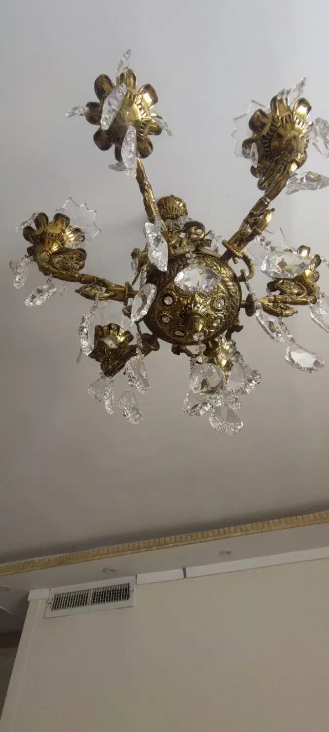 لوستر برنزی با کریستال اصل اتریش و بوهمیا|لوستر و چراغ آویز|کرج, گوهردشت|دیوار