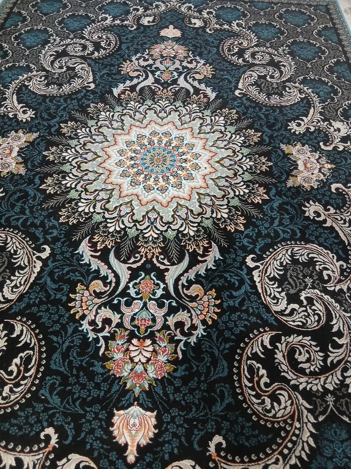 فرش ۱۲متری جفت زمینه سورمه ای|فرش|بجنورد, |دیوار