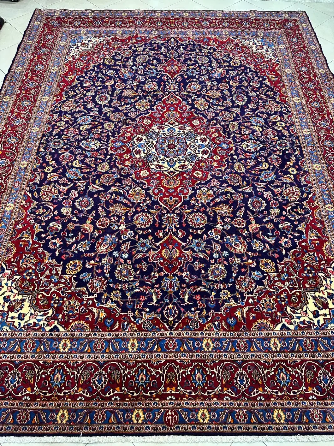 فرش دستبافت 12متری کف سرمه ای اعلا مشهد|فرش|مشهد, بهشت|دیوار