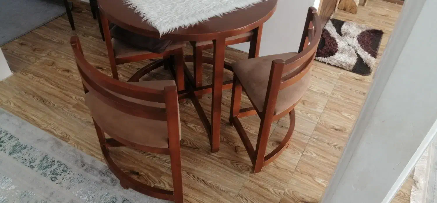 میز نهارخوری چهارنفره تمام چوب|میز و صندلی غذاخوری|آزادشهر, |دیوار