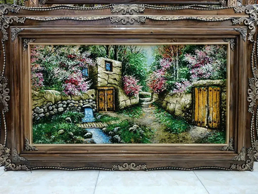 تابلو فرش دستبافت منظره کوچه باغ /نقد و اقساط|تابلو فرش|تهران, بوستان جنگلی لویزان|دیوار