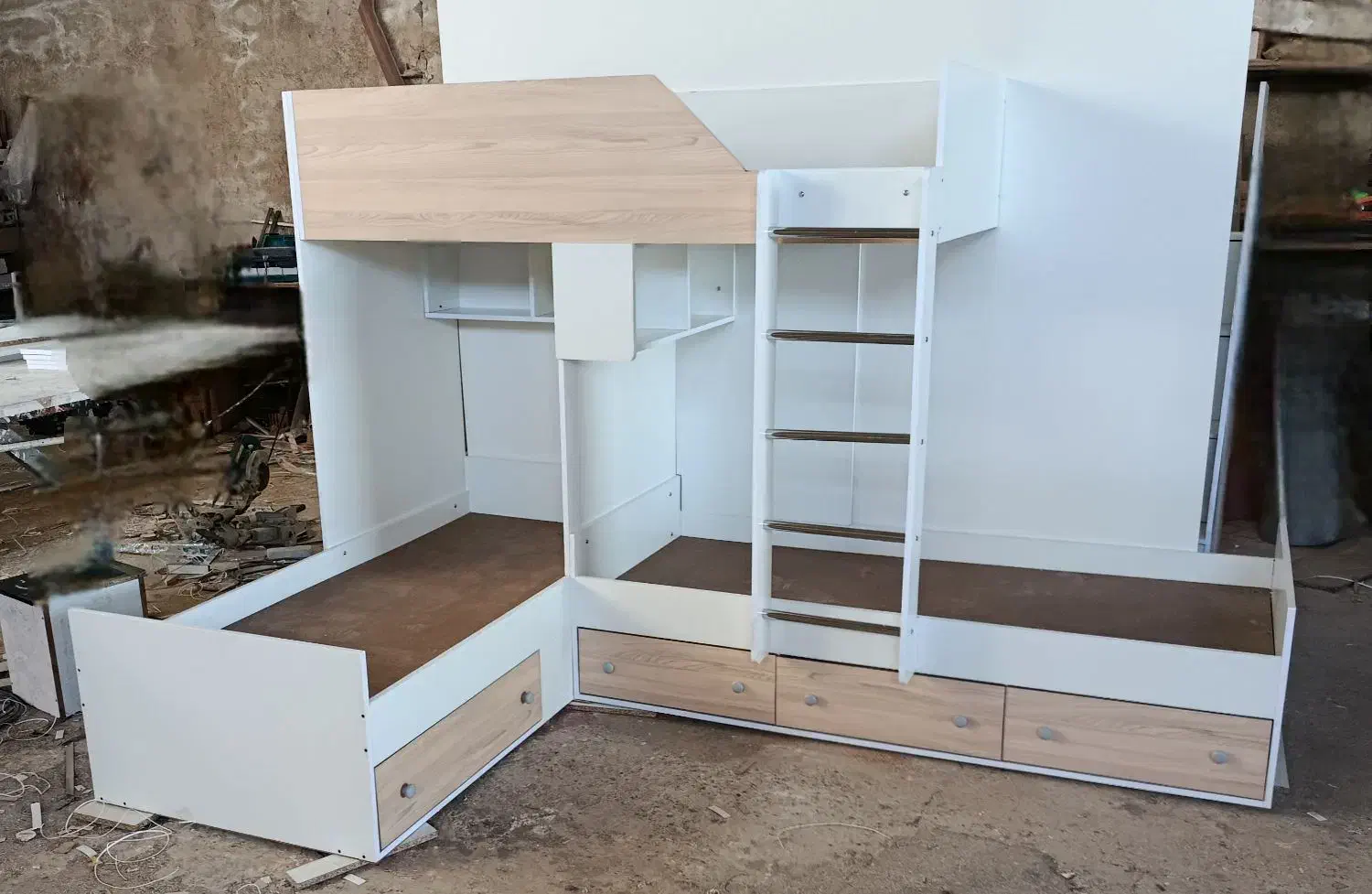 تخت سه تخت ال نردبانی چوب سخت (مشهد گلبهار )|تخت و سرویس خواب|مشهد, شهرک امام هادی (شهرک غرب)|دیوار