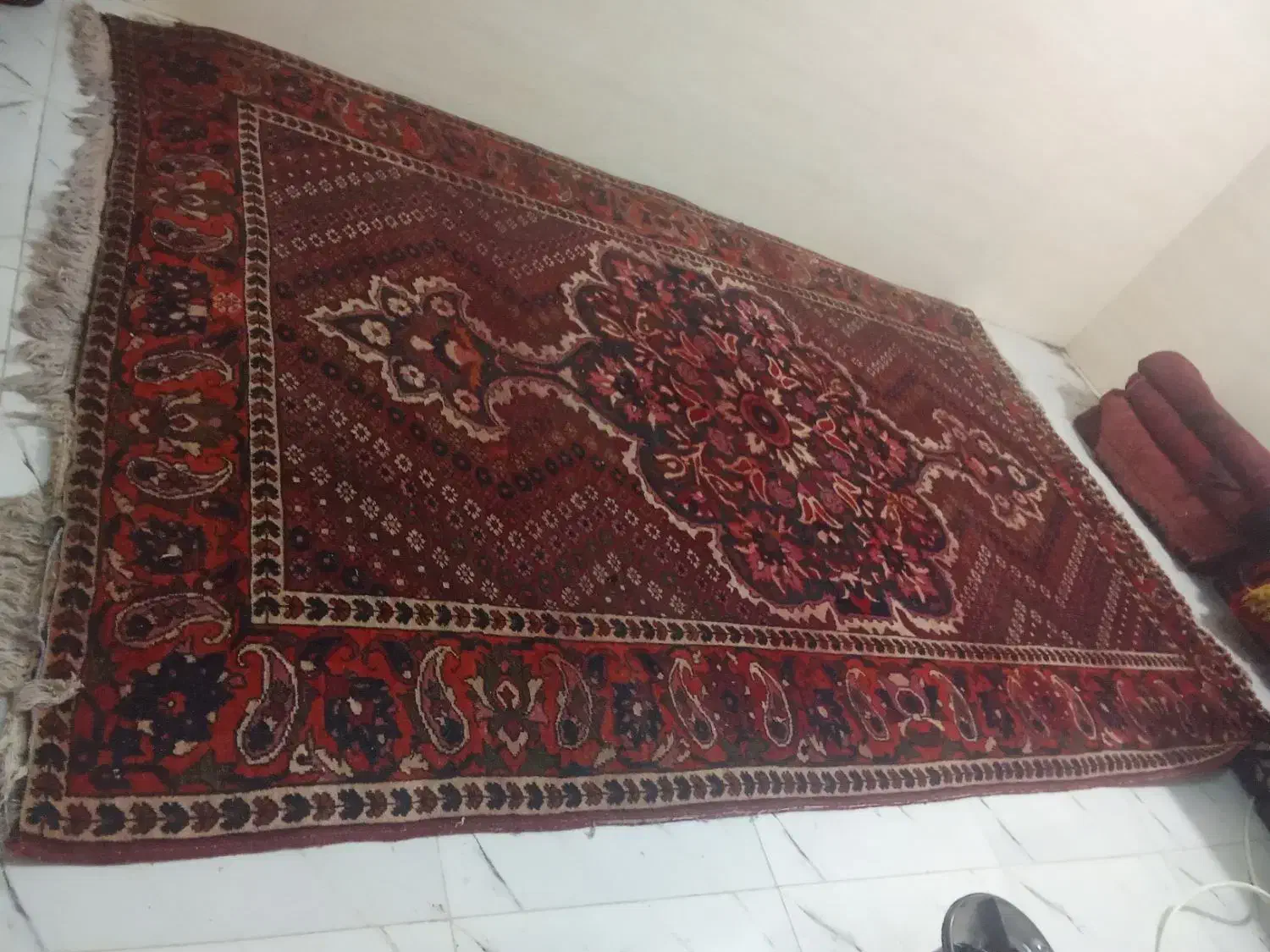 سه تخته فرش نقشه ترنج دستباف قدیمی|فرش|لردگان, |دیوار