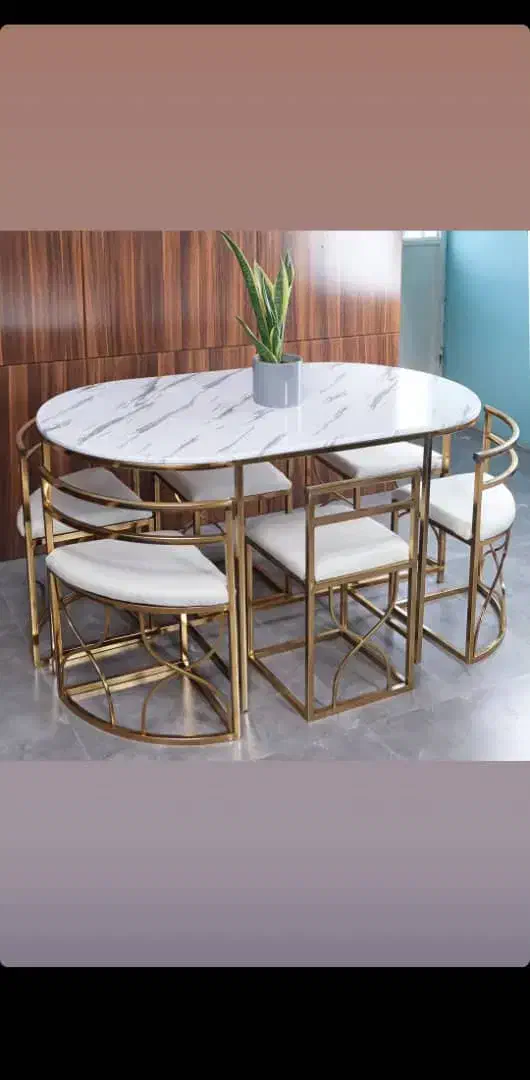 میز وصندلی غذاخوری فلزی ناهارخوری استیل ۶نفره بیضی|میز و صندلی غذاخوری|خمینی‌شهر, |دیوار