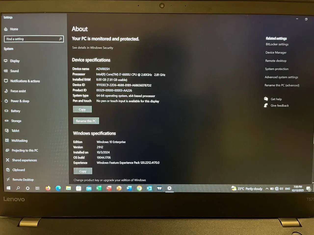 لبتاب لنوو thinkpad T570|رایانه همراه|مشهد, کوثر|دیوار