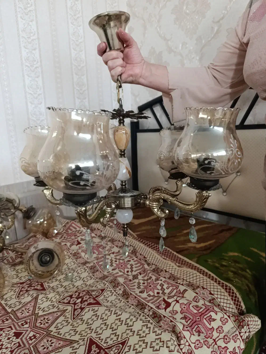 لوستر برنز|لوستر و چراغ آویز|تبریز, |دیوار