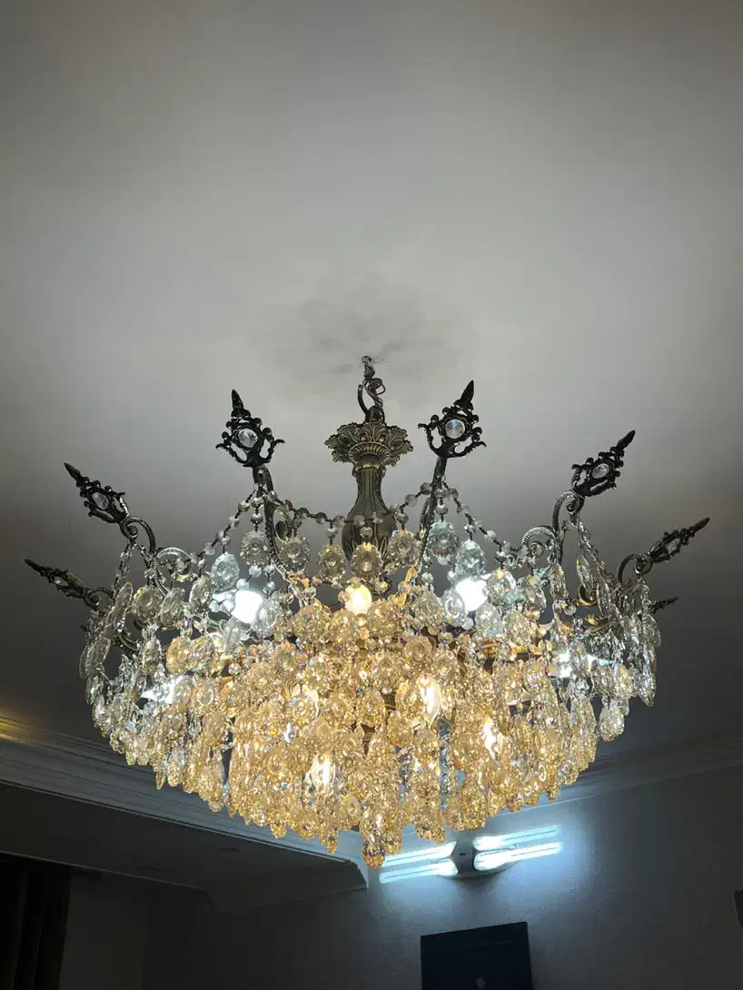 لوستر کریستال شامپاینی|لوستر و چراغ آویز|یزد, |دیوار