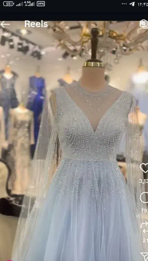 پیراهن مجلسی سنگ دوزی شده|لباس|ساری, |دیوار