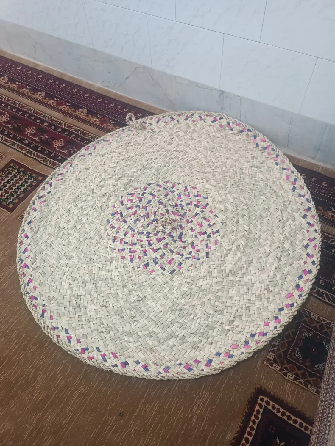 سفره حصیری گرد|سفره، حوله، دستمال آشپزخانه|کرمانشاه, |دیوار
