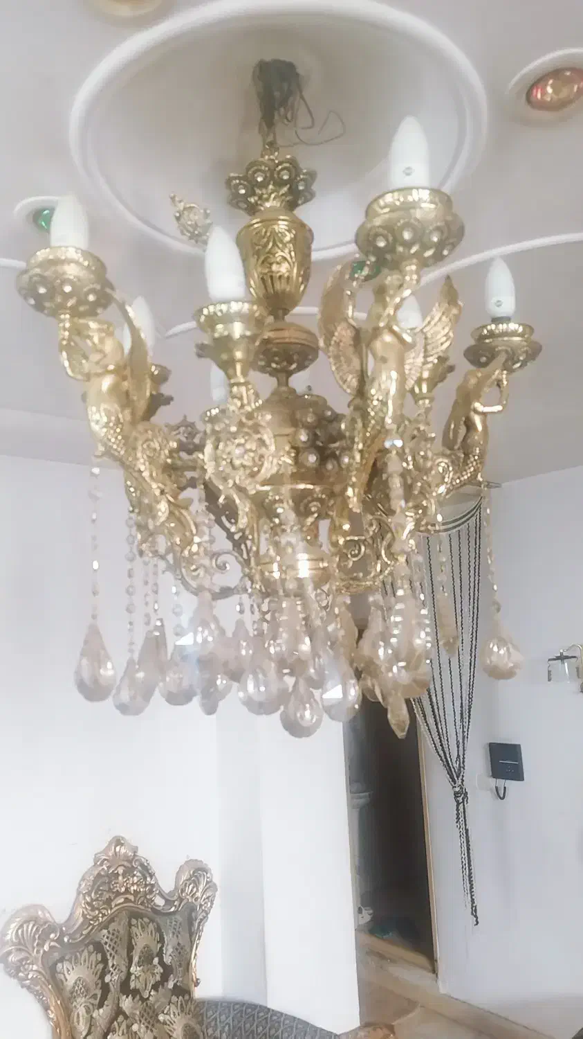 لوستر برنج اصل طرح فرشته ۱۰شاخه|لوستر و چراغ آویز|قرچک, شهرک طلائیه|دیوار