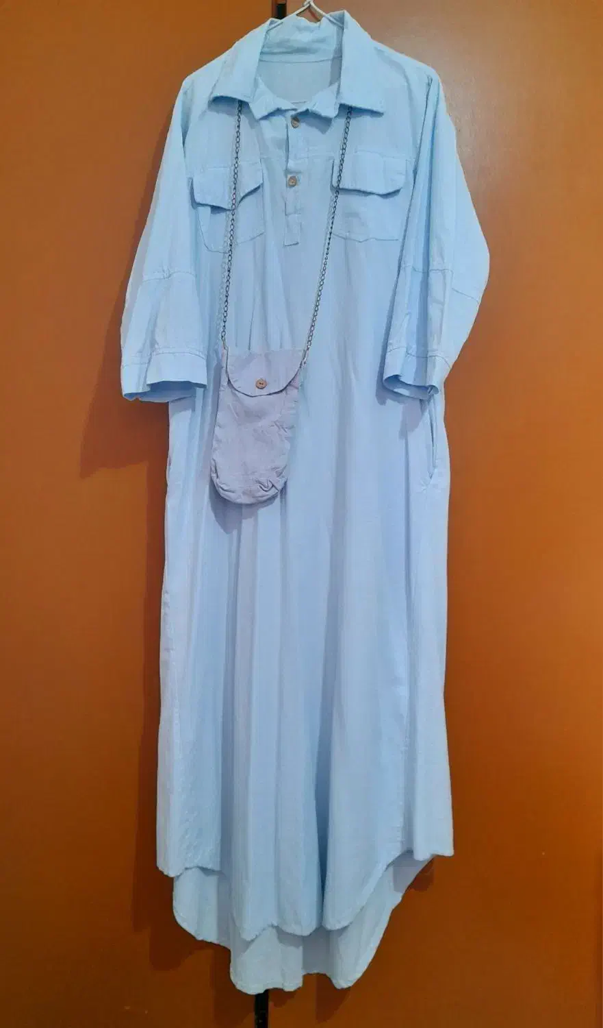 مانتو لنین آک رنگ آبی آسمانی قیمت ۷۸۰ تومن|لباس|رشت, تازه آباد|دیوار