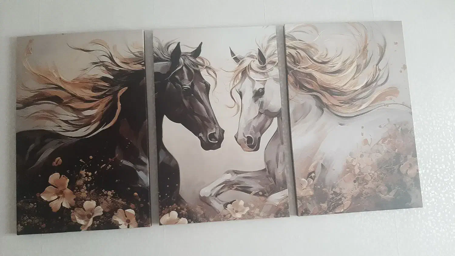 تابلو اسب سه تیکه بزرگ|تابلو، نقاشی، عکس|رباط‌کریم, رباط‌کریم|دیوار