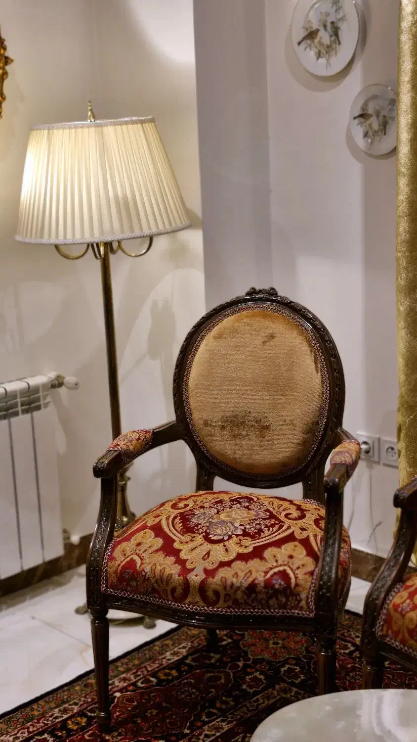 لوستر برنز ۶ شاخه و آباژور  ایستاده برنز پایه سنگ|لوستر و چراغ آویز|تهران, ونک|دیوار