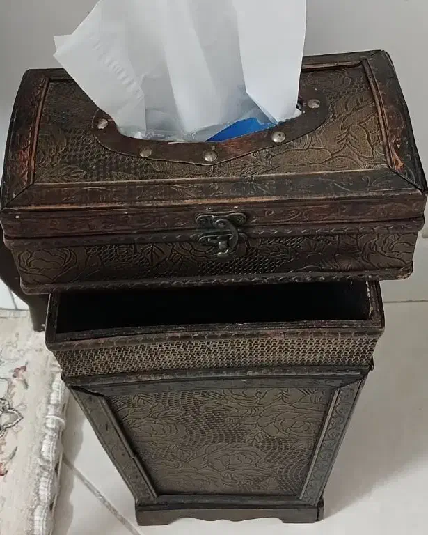 ست جا دستمال کاغذی و سطل آشغال|صنایع دستی و سایر لوازم تزئینی|اسفراین, |دیوار