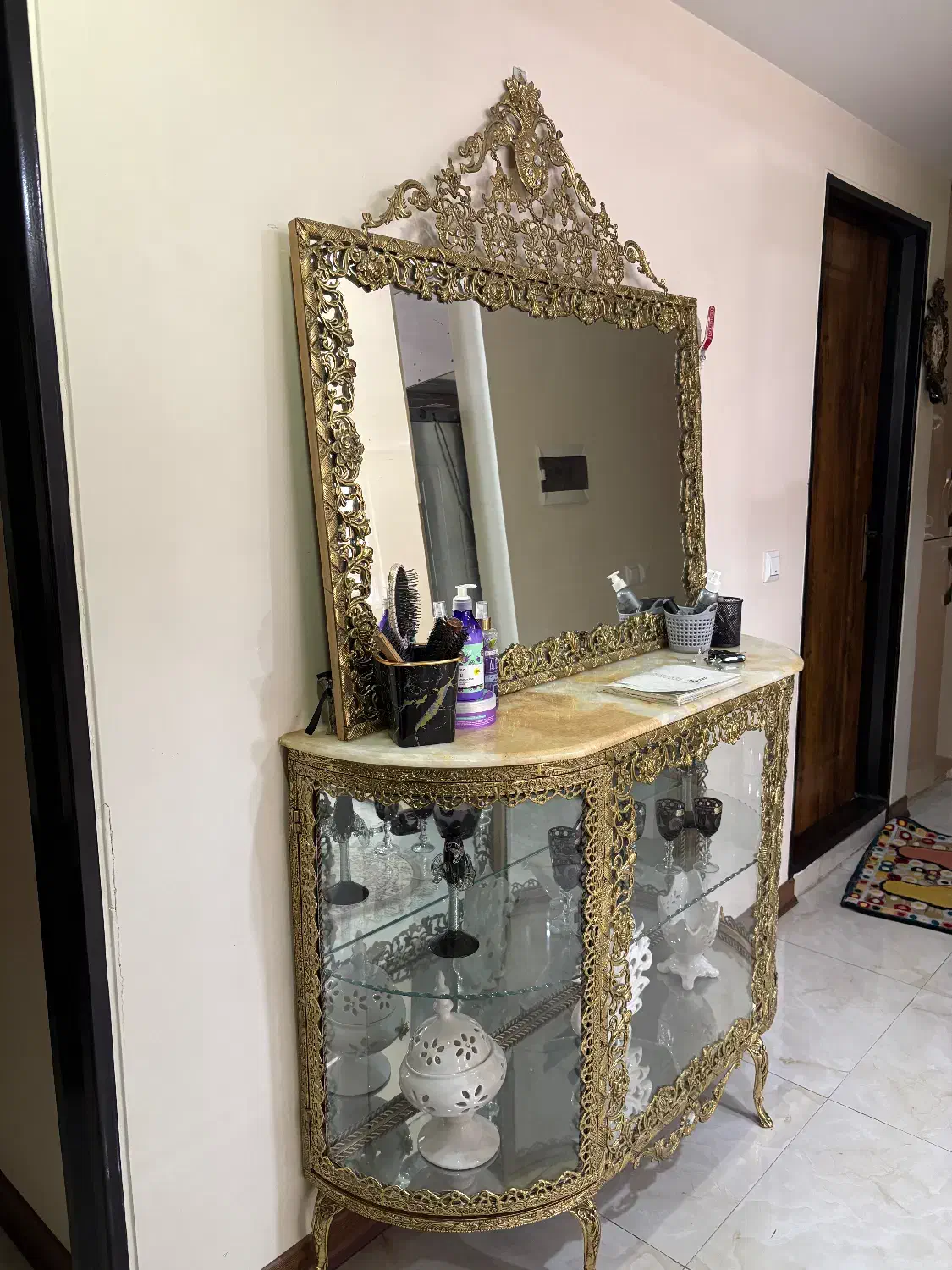 کنسول وآیینه برنز|بوفه، ویترین، کنسول|گرمدره, |دیوار