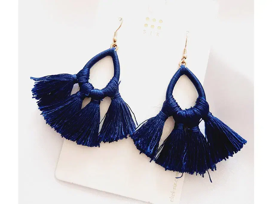 گوشواره آویز بلند ابریشمی مدل سورمه ای شیک|بدلیجات|اراک, |دیوار