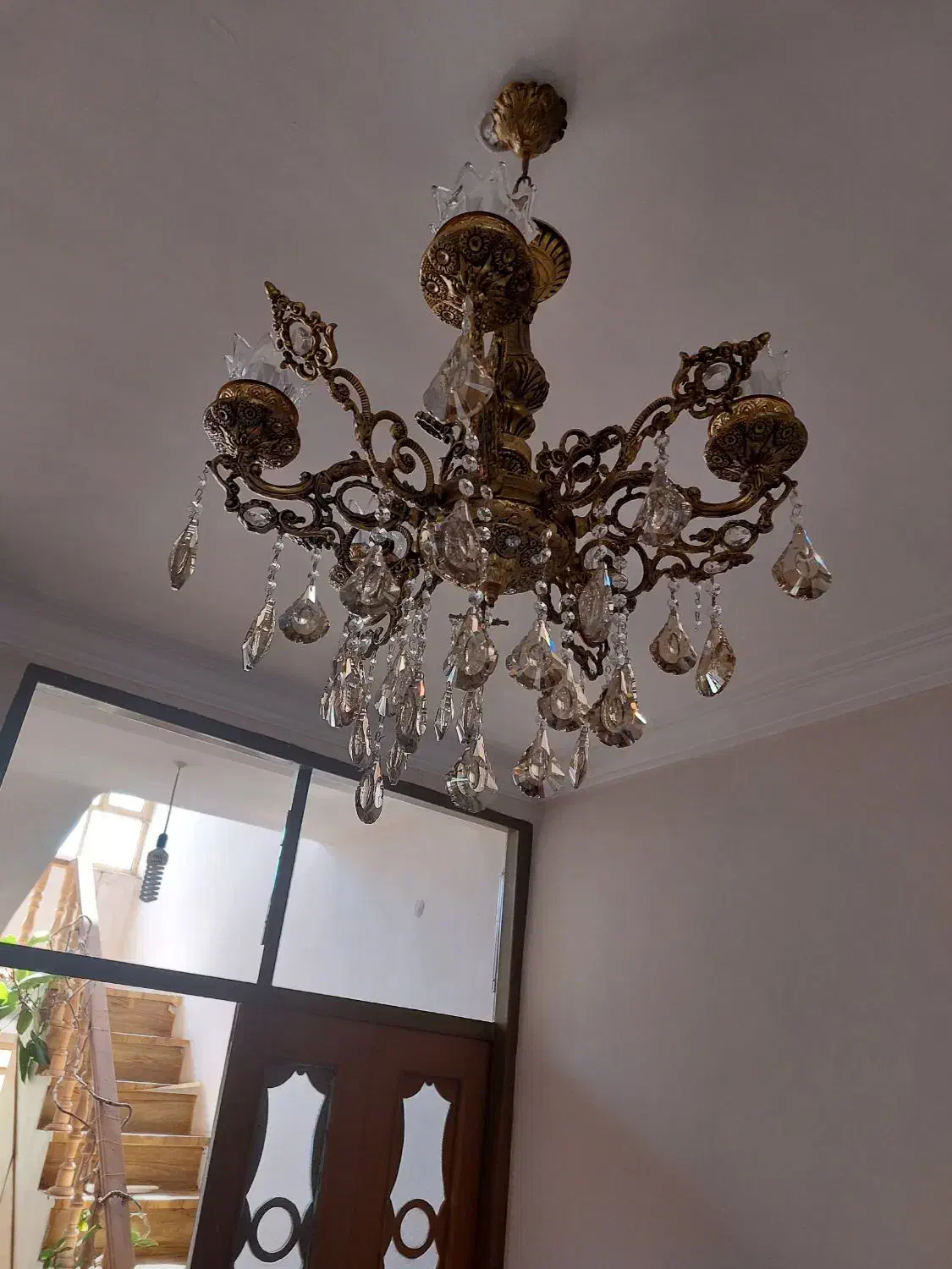 لوستر برنجی ۵ شاخه ی و ۶ شاخه ی|لوستر و چراغ آویز|ایلام, |دیوار