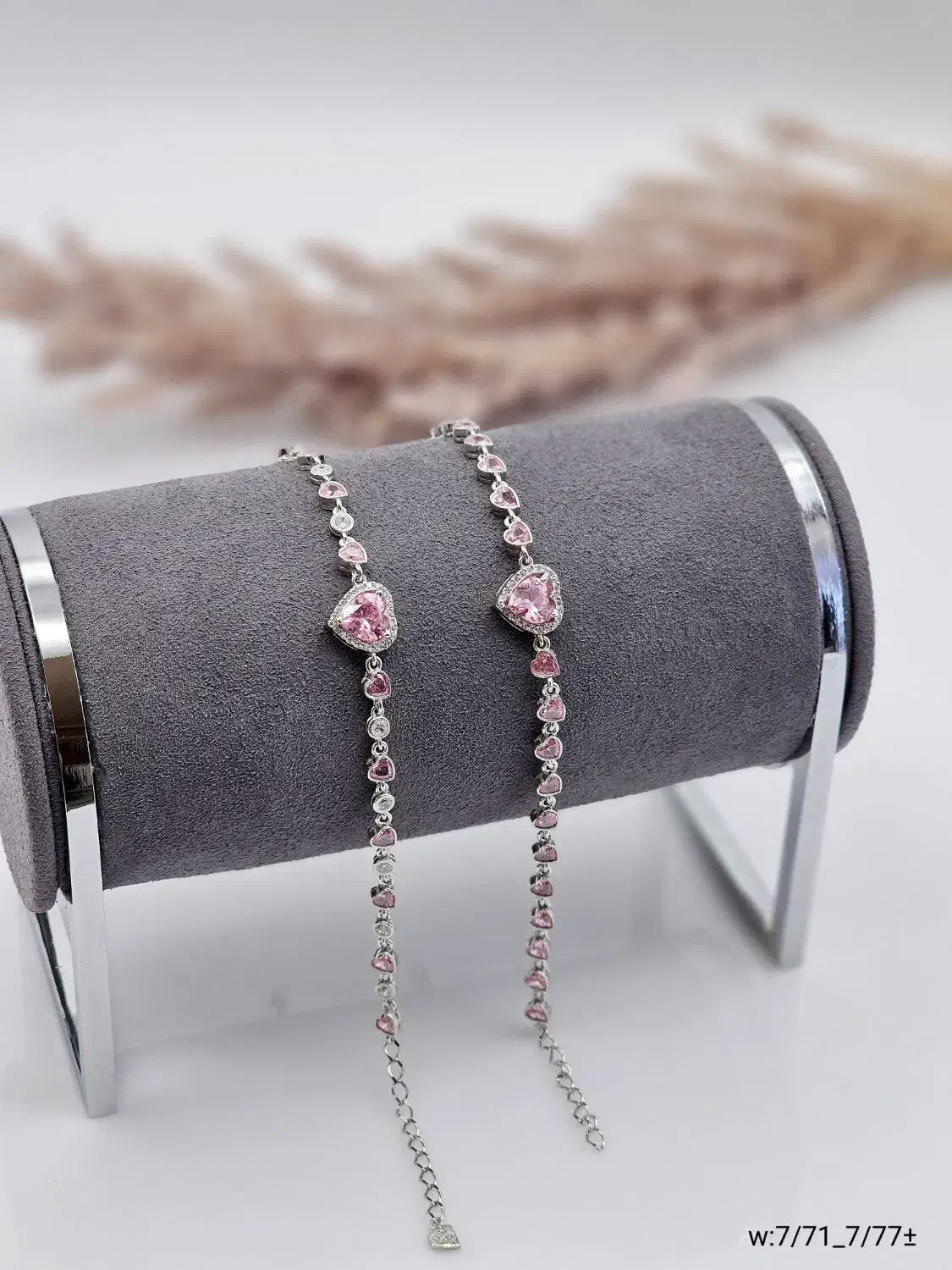 دستبند قلب نقره صورتی پینک مارکیز جواهری ۹۲۰۲|بدلیجات|تبریز, |دیوار