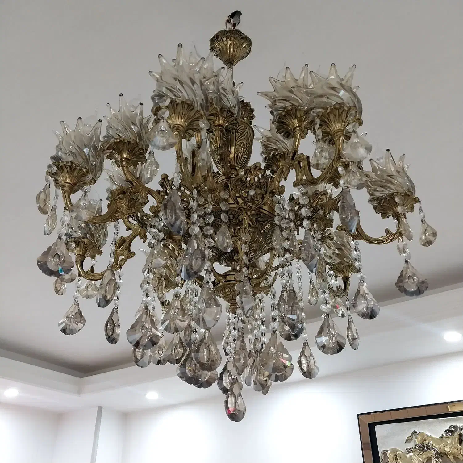 لوستر برنجی ۱۹ شعله|لوستر و چراغ آویز|تهران, دستغیب|دیوار