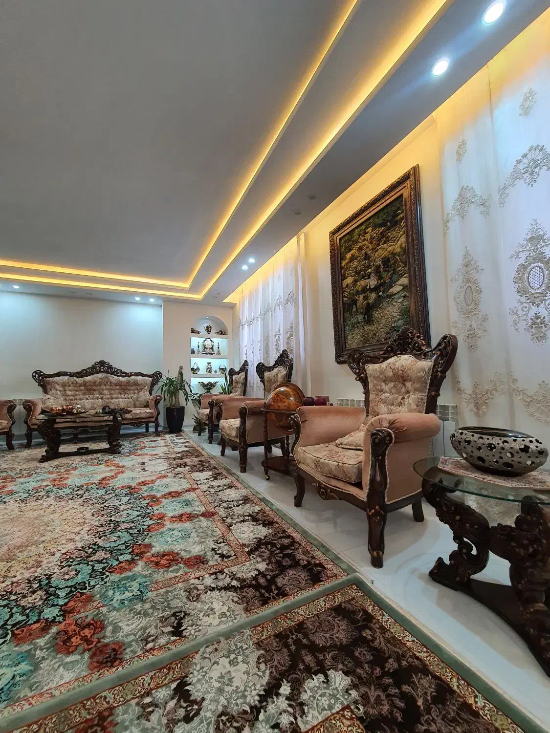 مبلمان استیل چوب گردو|مبلمان خانگی و میز عسلی|ابریشم, |دیوار