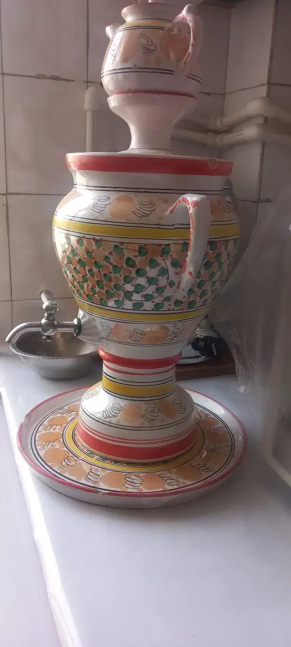 سماور سفالی|سماور، چای‌ساز، قهوه‌ساز|ساوه, |دیوار