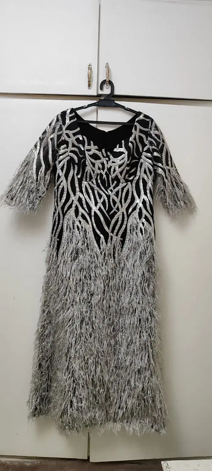 لباس مجلسی بلند مشکی نقره ای بسیار شیک وسالم|لباس|محمدشهر, شهرک نگین|دیوار