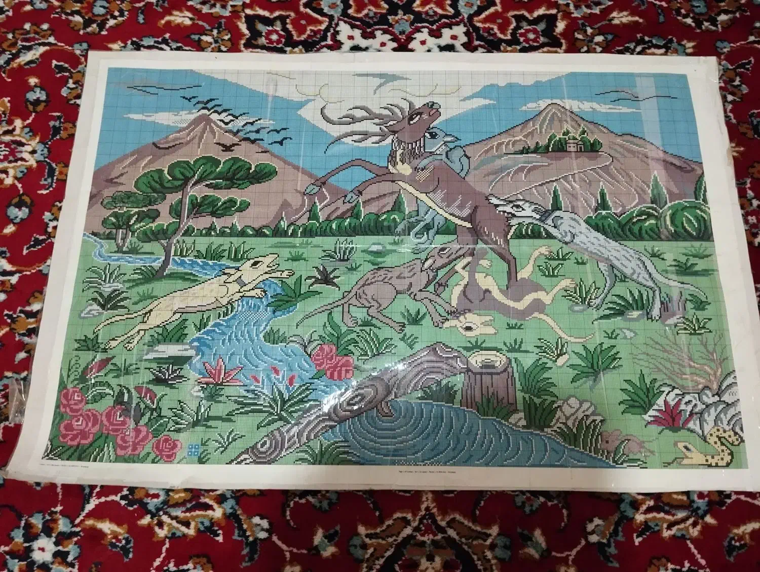 نقشه شکاری تابلوفرش|تابلو فرش|سنندج, |دیوار