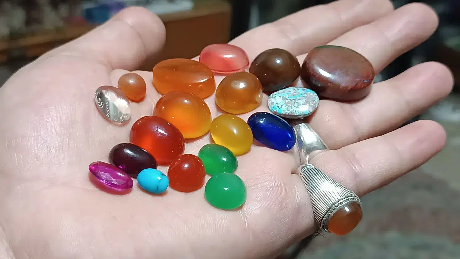 نگین انگشتر عقیق یمن جزع شجر کهربا فیروزه|جواهرات|آمل, |دیوار