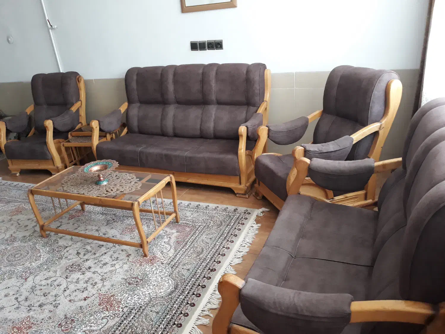 مبل ۷ نفره طرح آمریکایی چوب راش گرجستان|مبلمان خانگی و میز عسلی|ازنا, |دیوار