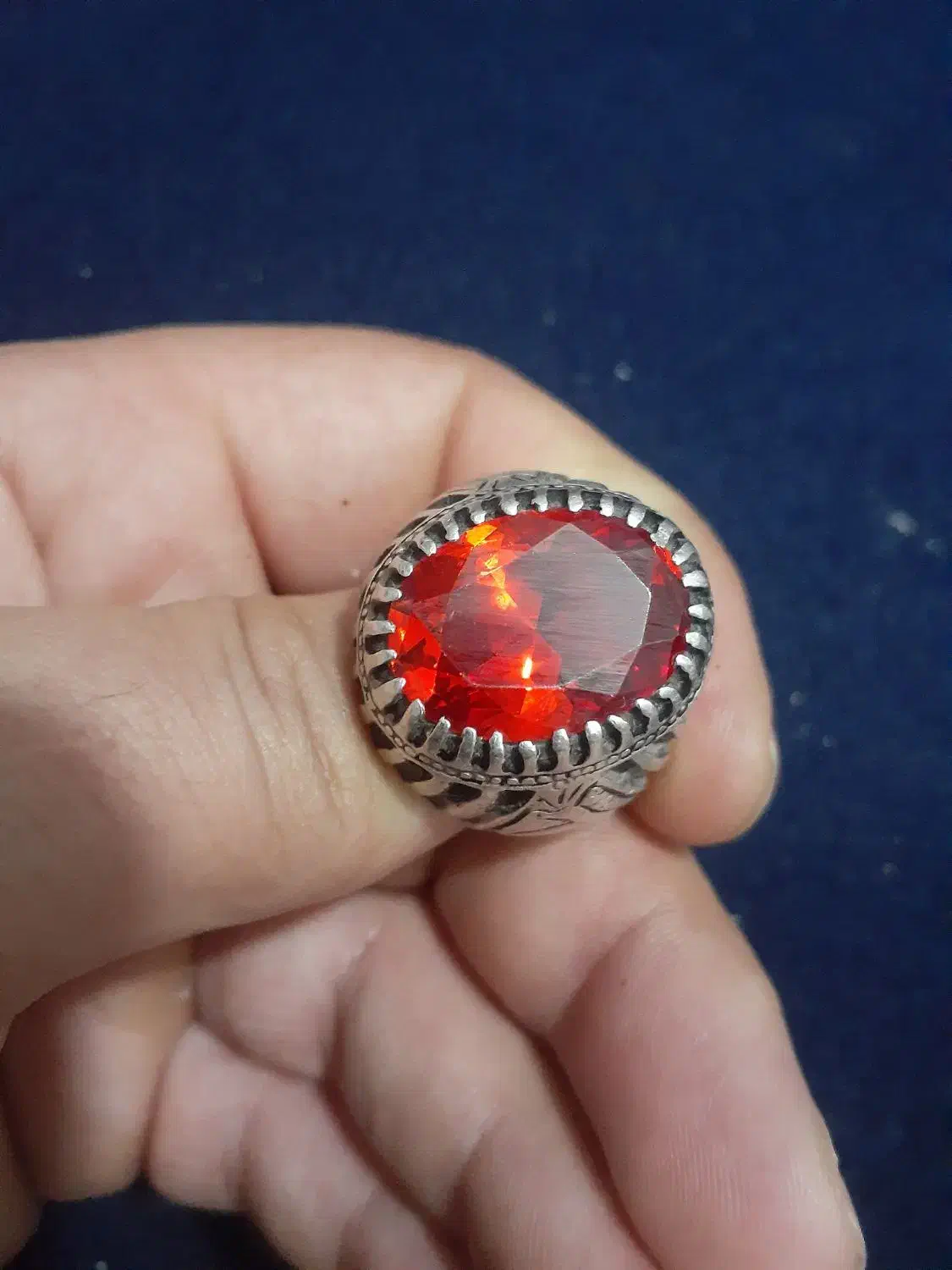 انگشتر نقره نگین یاقوت سرخ الماسی|جواهرات|شهر بابک, |دیوار