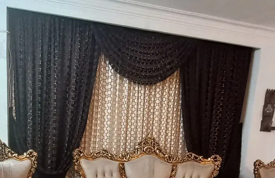 پرده کرم قهوه ای تور|پرده، رانر، رومیزی|مشهد, ایثارگران|دیوار