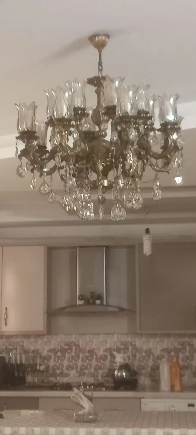 یک جفت لوستر ۱۰شاخه دوتایی برنجی بزرگ|لوستر و چراغ آویز|تهران, شهرک چیتگر|دیوار