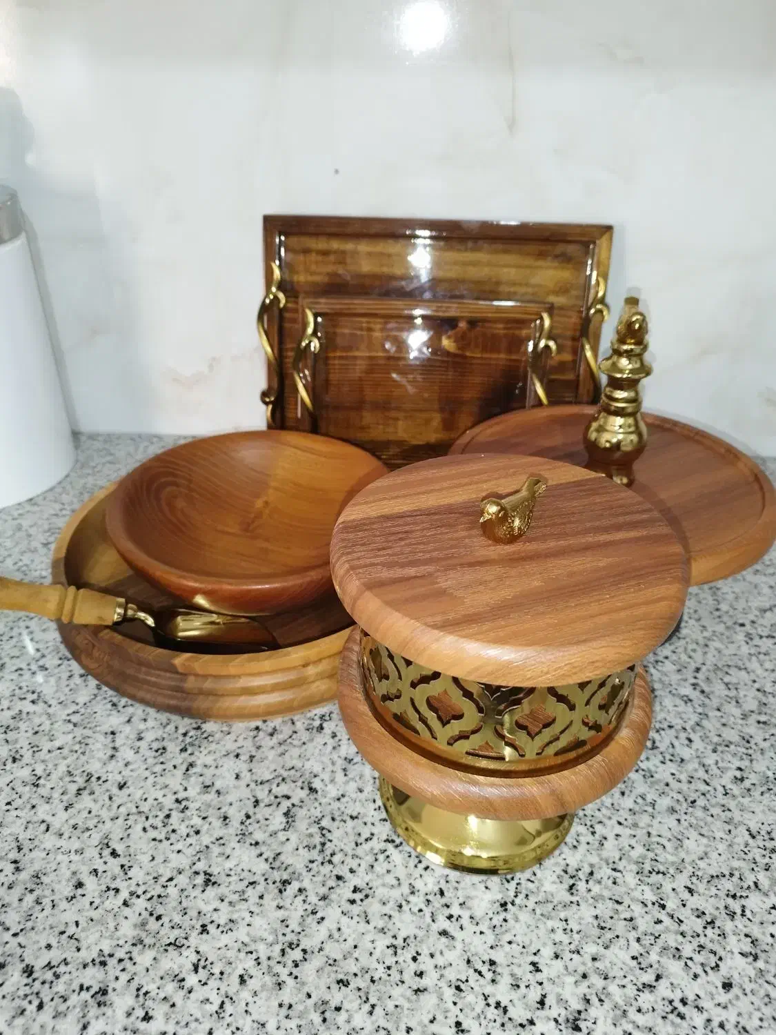 ظرف چوبی سرویس پذیرایی|ظروف سرو و پذیرایی|مرودشت, شهرک بسیجیان|دیوار