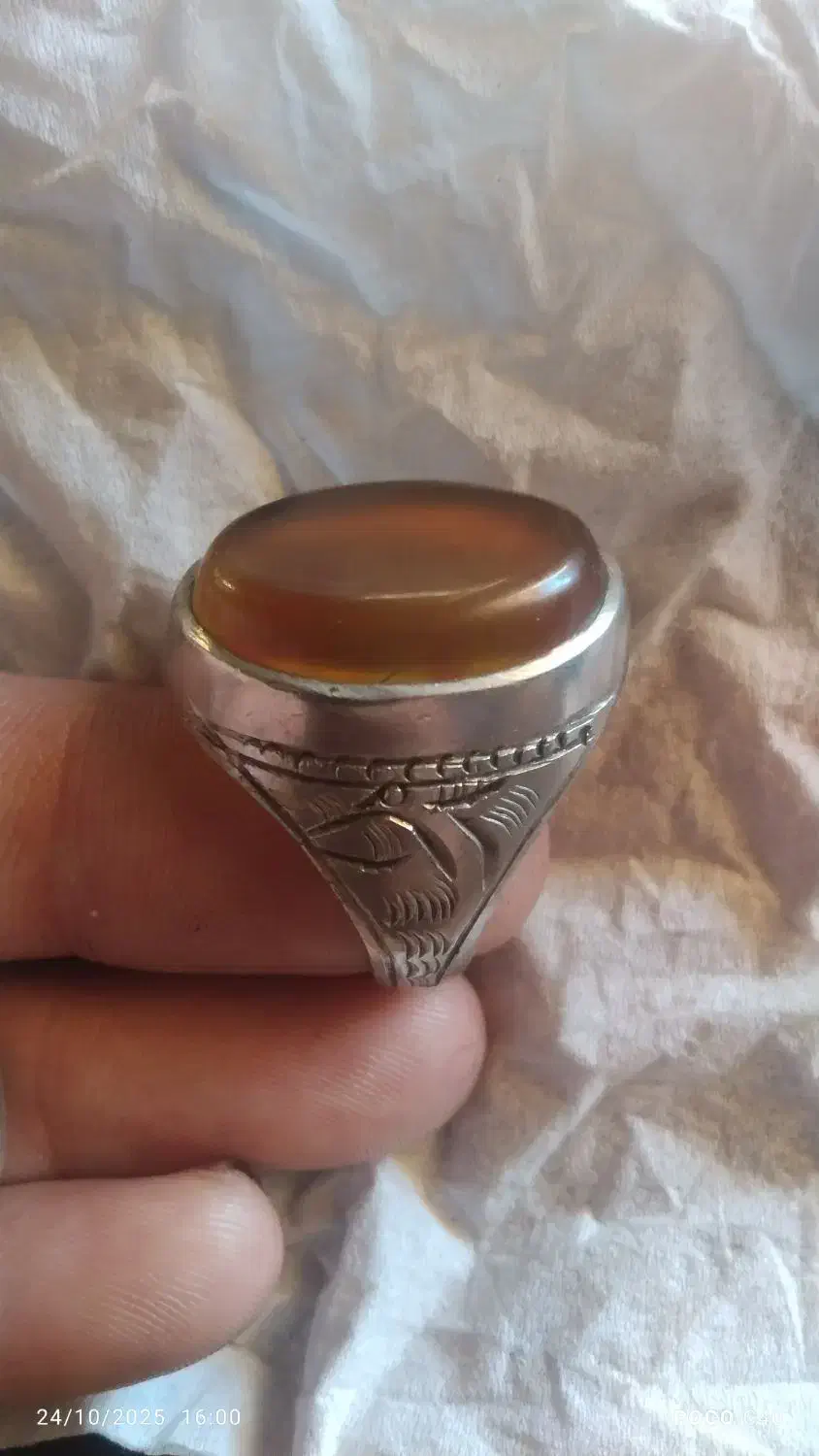 انگشتر عقیق یمنی عسلی|جواهرات|آشخانه, |دیوار