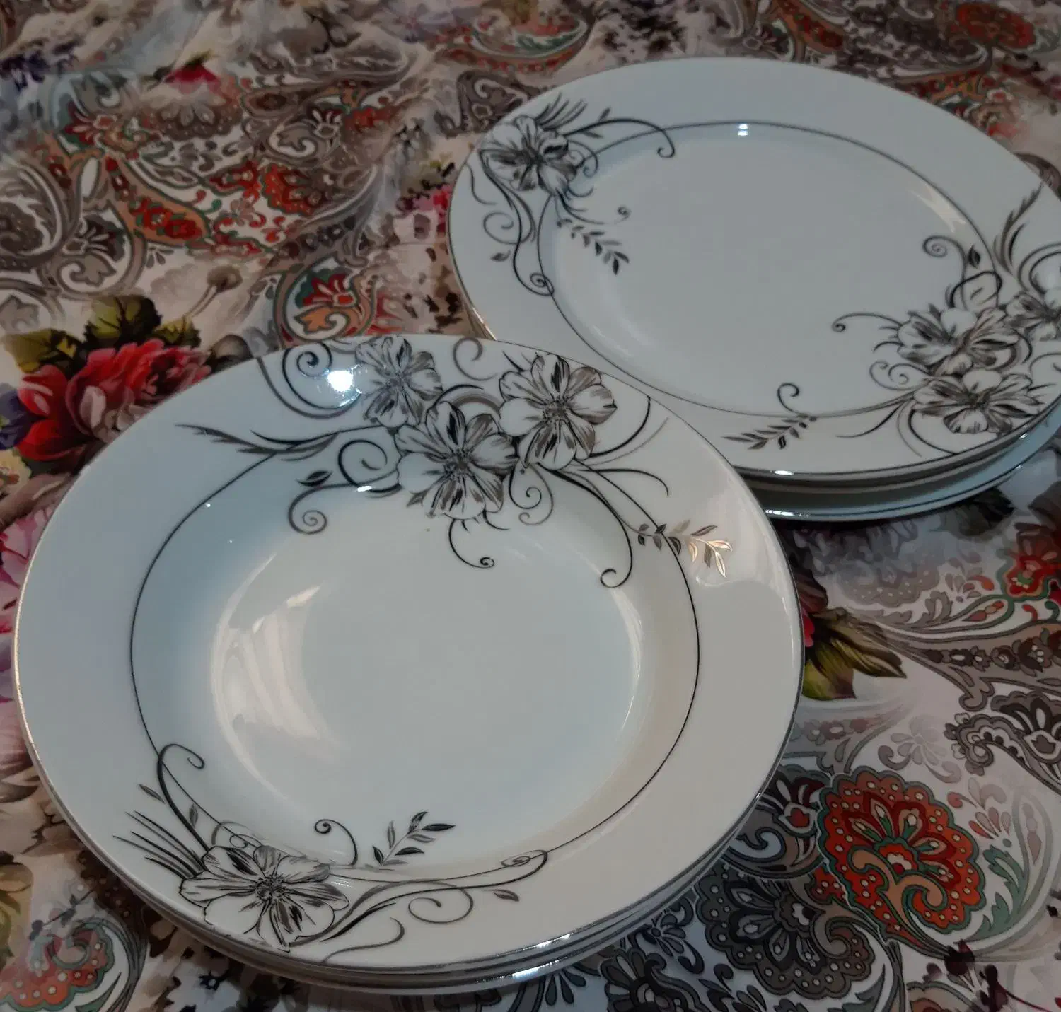 ۶ عدد بشقاب چینی گل مشکی نو|ظروف سرو و پذیرایی|مشهد, کوشش|دیوار