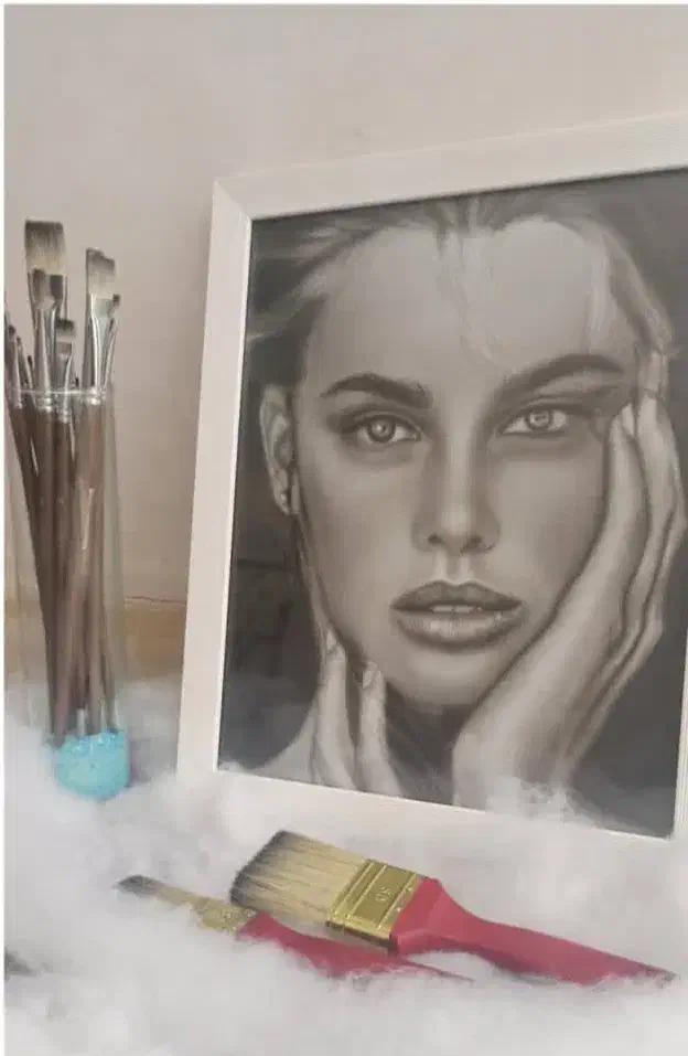 تابلو سیاه قلم|تابلو، نقاشی، عکس|قم, شهدا|دیوار